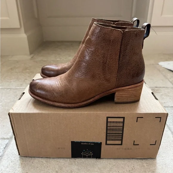 Kork-Ease Tan Leather Ankle Booties - Picture 1 of 8